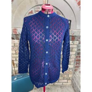 Cardigan lace navy blue vintage